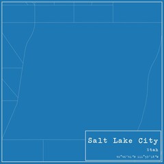 Blueprint US city map of Salt Lake City, Utah.