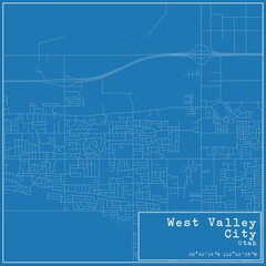 Blueprint US city map of West Valley City, Utah.