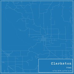 Blueprint US city map of Clarkston, Utah.