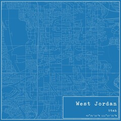 Blueprint US city map of West Jordan, Utah.