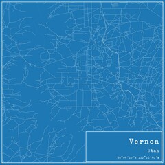 Fototapeta premium Blueprint US city map of Vernon, Utah.