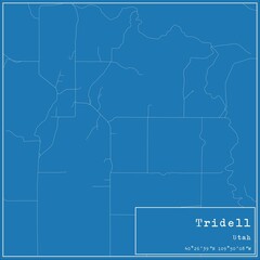 Blueprint US city map of Tridell, Utah.