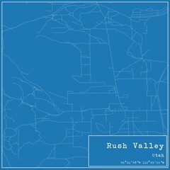Fototapeta premium Blueprint US city map of Rush Valley, Utah.