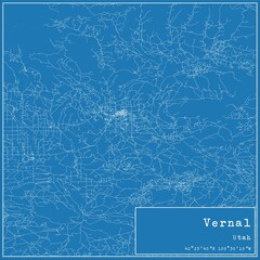 Blueprint US city map of Vernal, Utah.