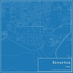 Obraz premium Blueprint US city map of Riverton, Utah.