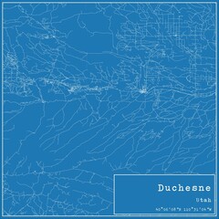 Blueprint US city map of Duchesne, Utah.