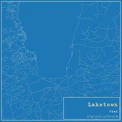 Blueprint US city map of Laketown, Utah.