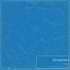 Blueprint US city map of Croydon, Utah.