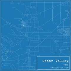 Blueprint US city map of Cedar Valley, Utah.