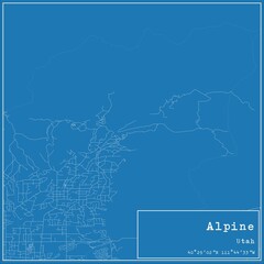 Blueprint US city map of Alpine, Utah.