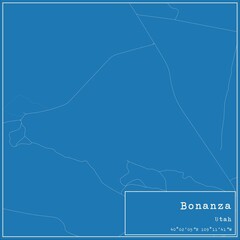 Blueprint US city map of Bonanza, Utah.