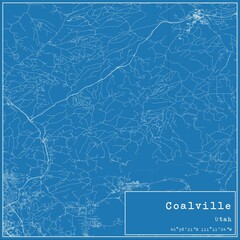 Blueprint US city map of Coalville, Utah.