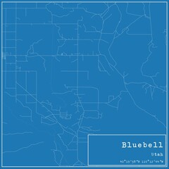 Blueprint US city map of Bluebell, Utah.