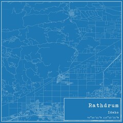 Blueprint US city map of Rathdrum, Idaho.