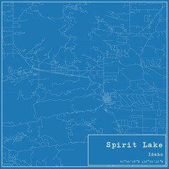 Blueprint US city map of Spirit Lake, Idaho.