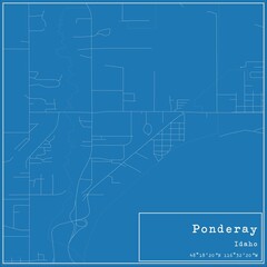 Blueprint US city map of Ponderay, Idaho.