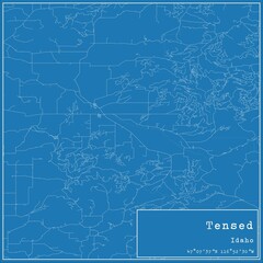 Blueprint US city map of Tensed, Idaho.