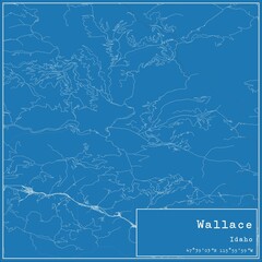 Blueprint US city map of Wallace, Idaho.