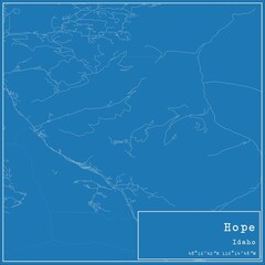 Blueprint US city map of Hope, Idaho.