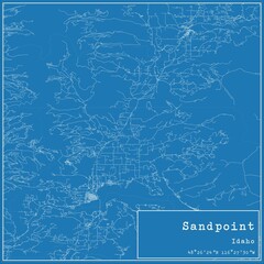 Blueprint US city map of Sandpoint, Idaho.