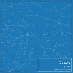 Blueprint US city map of Deary, Idaho.