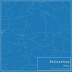 Blueprint US city map of Princeton, Idaho.