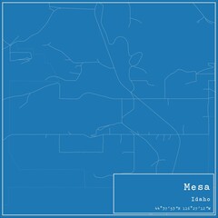 Blueprint US city map of Mesa, Idaho.