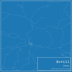 Blueprint US city map of Bovill, Idaho.
