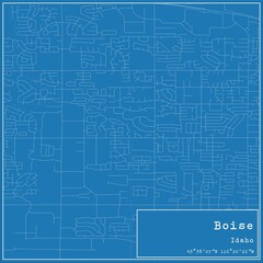 Blueprint US city map of Boise, Idaho.