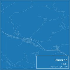 Blueprint US city map of Osburn, Idaho.