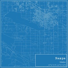 Blueprint US city map of Nampa, Idaho.