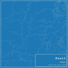 Fototapeta premium Blueprint US city map of Sweet, Idaho.