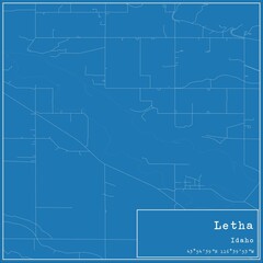 Blueprint US city map of Letha, Idaho.