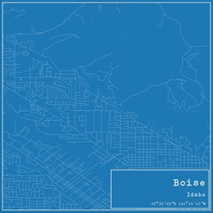 Blueprint US city map of Boise, Idaho.