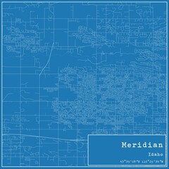 Blueprint US city map of Meridian, Idaho.