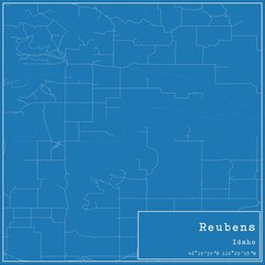 Blueprint US city map of Reubens, Idaho.