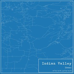 Obraz premium Blueprint US city map of Indian Valley, Idaho.