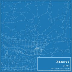 Blueprint US city map of Emmett, Idaho.