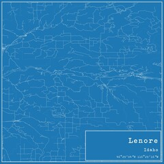 Blueprint US city map of Lenore, Idaho.