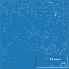 Blueprint US city map of Cottonwood, Idaho.