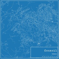 Blueprint US city map of Council, Idaho.