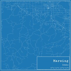 Blueprint US city map of Marsing, Idaho.
