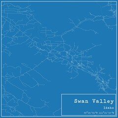 Blueprint US city map of Swan Valley, Idaho.