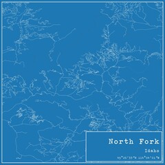 Blueprint US city map of North Fork, Idaho.