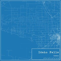 Blueprint US city map of Idaho Falls, Idaho.