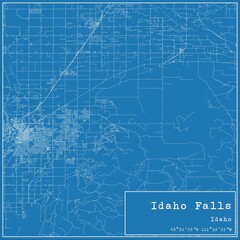 Blueprint US city map of Idaho Falls, Idaho.