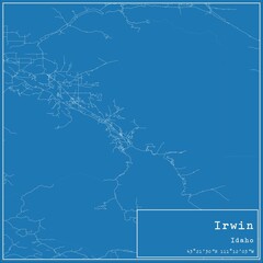 Blueprint US city map of Irwin, Idaho.