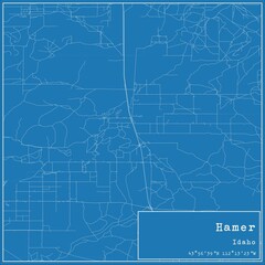 Fototapeta premium Blueprint US city map of Hamer, Idaho.