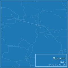 Blueprint US city map of Picabo, Idaho.
