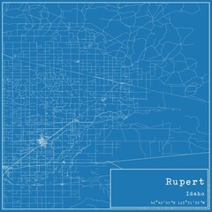 Blueprint US city map of Rupert, Idaho.